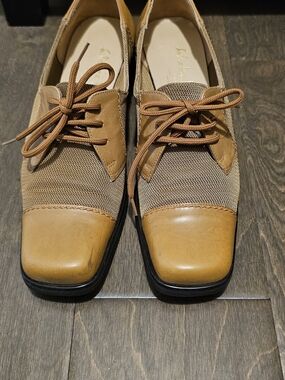 Salvatore Ferragamo Tan Leather & Woven Oxford Derbys
